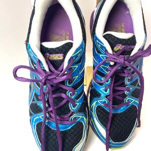 Asics Gel-Kayano 20 Womens Running Shoes Blue Purple Neon Yellow T3N7N